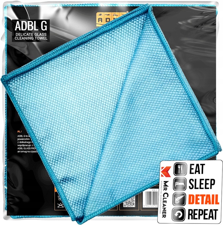 ADBL G BEZSMUGOWA MIKROFIBRA DO CZYSZCZENIA SZYB W AUCIE SZKŁA 40X40 CM