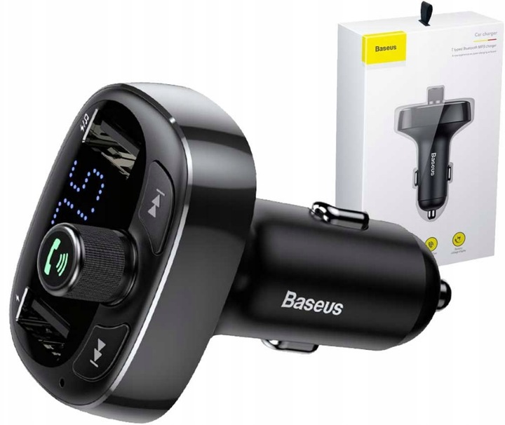 BASEUS TRANSMITER FM BLUETOOTH ŁADOWARKA SAMOCHODOWA MP3 2x USB SD/ TF 3.4A