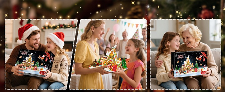 KALENDARZ ADWENTOWY KLOCKI DOMEK Z PIERNIKA CHOINKA MIKOLAJ LED 1763szt 24×