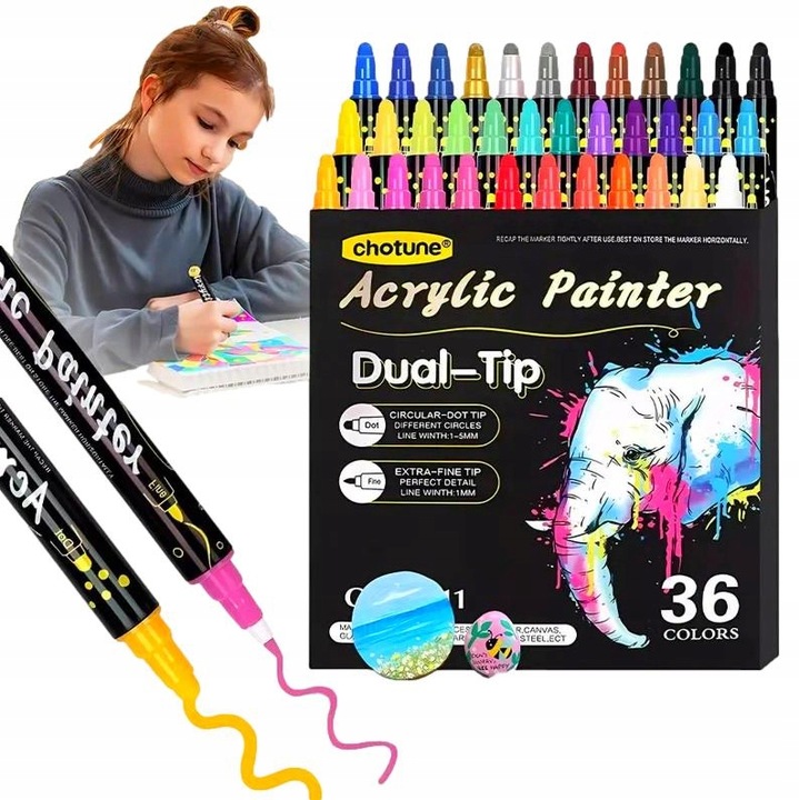 MARKERY AKRYLOWE ZESTAW 48 SZT Pisaki Flamastry Mazaki z farbą do kamieni