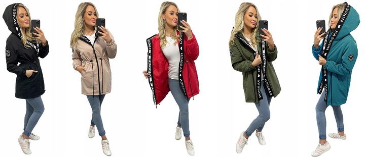 ASYMETRYCZNA PARKA kurtka Z KAPTUREM 4 KOLORY XS