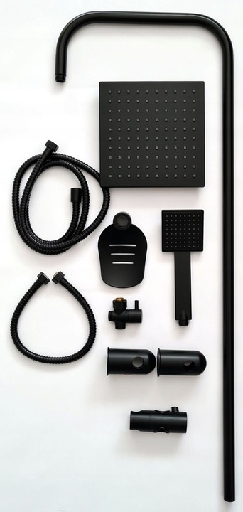 ZESTAW PRYSZNICOWY CZARNY Z DESZCZOWNICA, BATERIA, SŁUCHAWKA NATYNKOWY LOFT