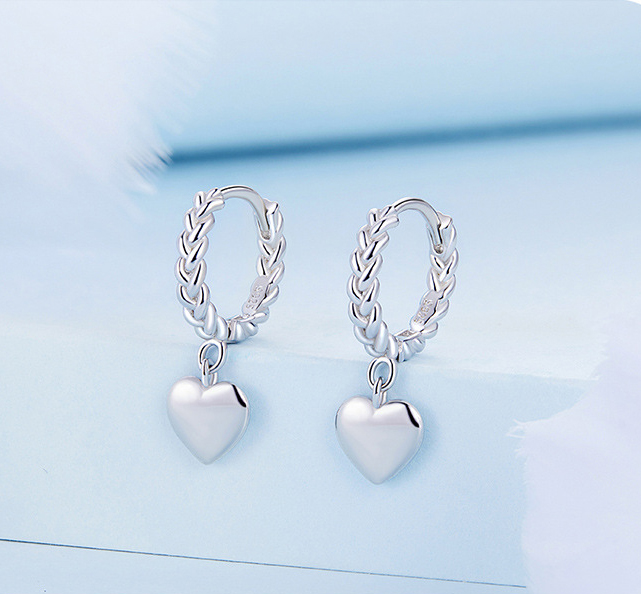 KOLCZYKI SREBRNE PRÓBA 925 WISZĄCE Serca KOŁA SREBRO Angielskie Zapiecie