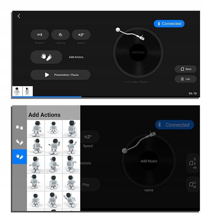 INTERAKTYWNY ROBOT ZDALNIE STEROWANY TELEFONEM PROGRAMOWANY BLUETOOTH