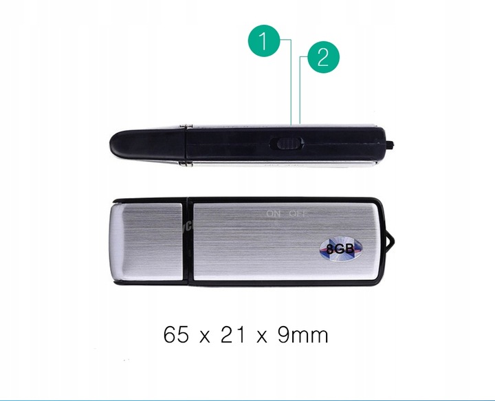 MINI DYKTAFON PENDRIVE PODSŁUCH SZPIEGOWSKI USB 8GB