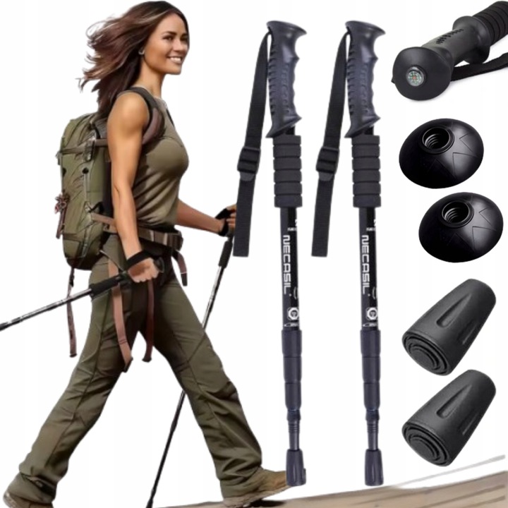 KIJE TREKKINGOWE ANTISHOCK DO CHODZENIA PO GÓRACH NORDIC WALKING KIJKI ALU