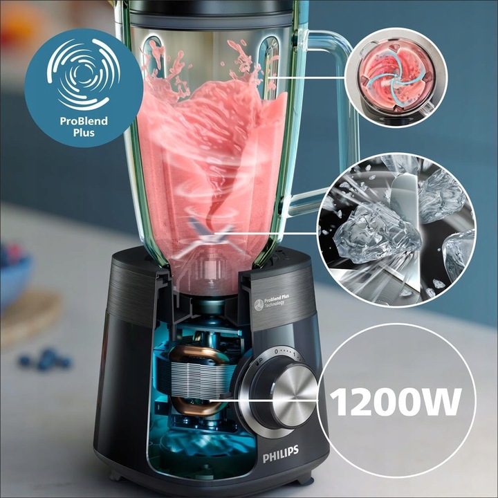 Blender kielichowy Philips Serii 5000 1200 W 2 L HR3031/00 czarny + BIDON