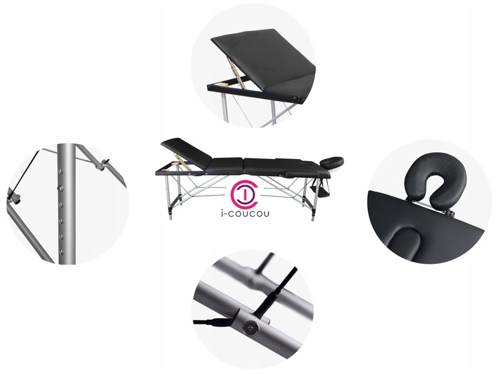 Łóżko Stół Masażu Składany Przenośny Aluminiowy 3 Segmentowy Leżanka