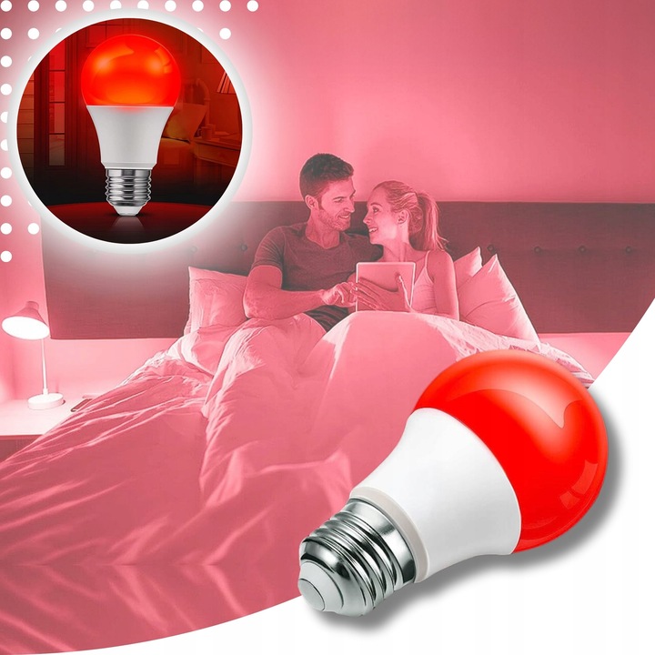 ŻARÓWKA LED E27 CZERWONA ŻARÓWKI LED OZDOBNA DEKORACYJNA ZDROWY SEN