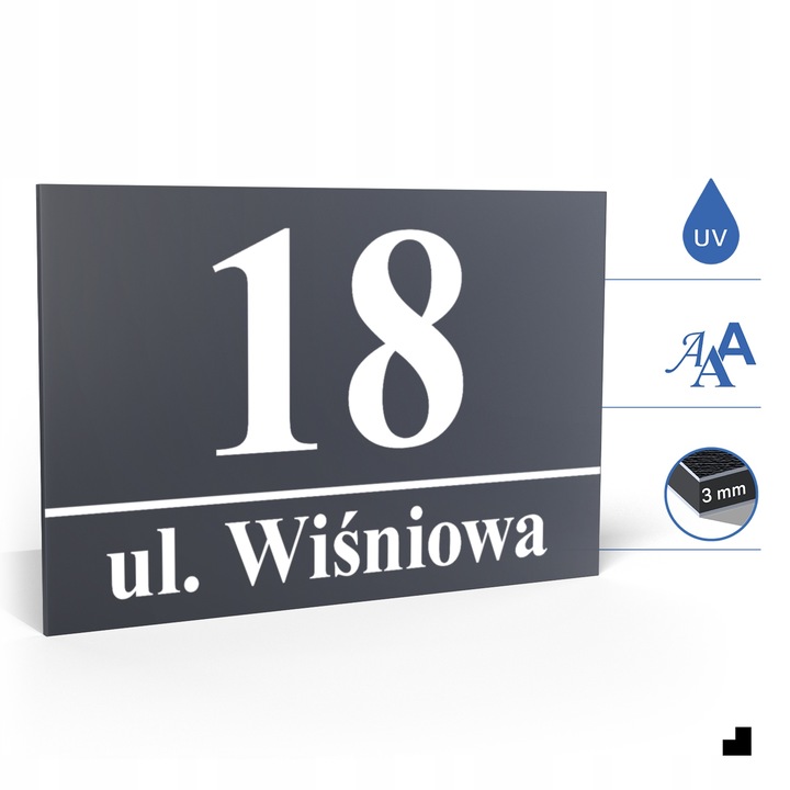 Nierdzewny Numer Na Dom Tabliczka Adresowa z Numerem Domu 32x21 cm Antracyt