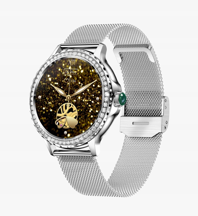 SMARTWATCH DAMSKI ZEGAREK Z FUNKCJĄ ROZMOWY NX1 SILVER MENU PL