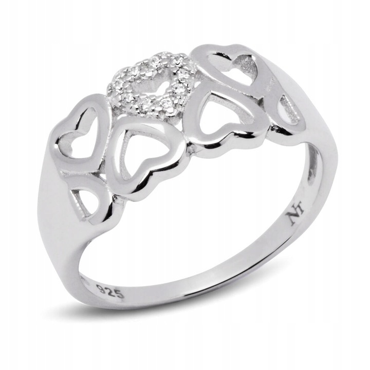 Pierścionek Obrączka Srebrna z Serduszkami