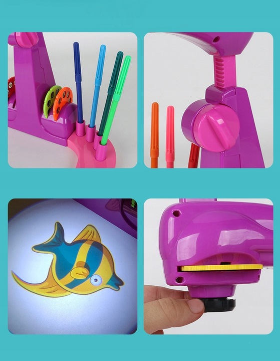 PROJEKTOR RZUTNIK DO NAUKI RYSOWANIA ZE SLAJDAMI ZESTAW DLA DZIECI + MAZAKI