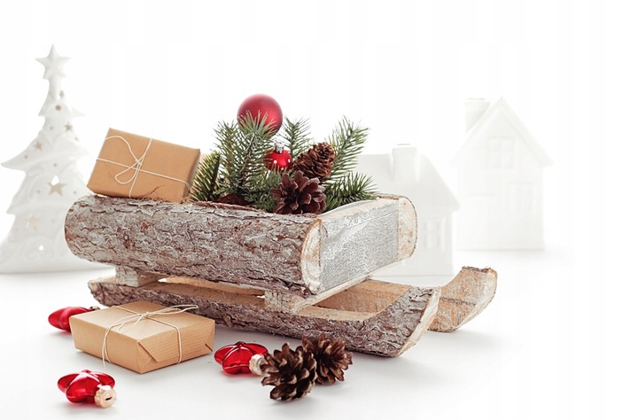 Doniczka donica sanki drewniane kory sanie duże