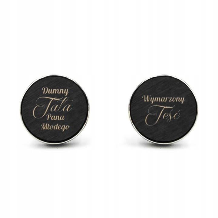 Spinki do mankietów drewniane z grawerem TATA/TEŚĆ
