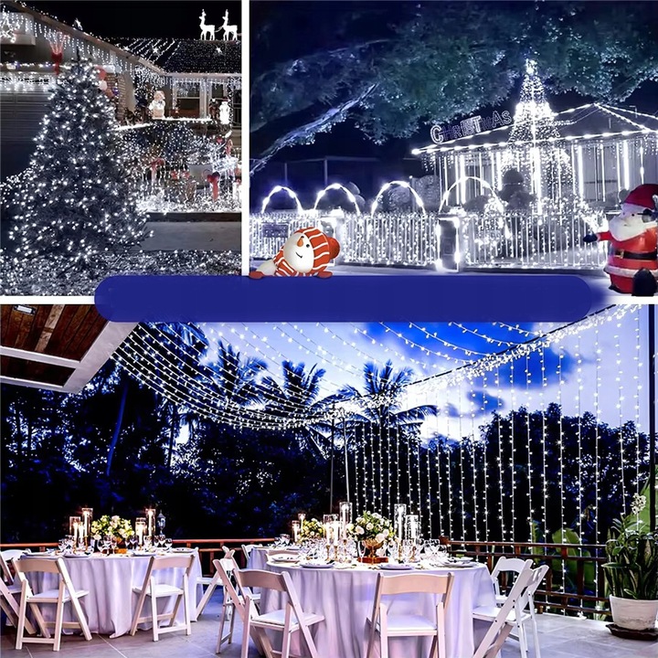 LAMPKI CHOINKOWE 300 LED ZEW/WEW Światełka Świąteczne ZIMNE choinka