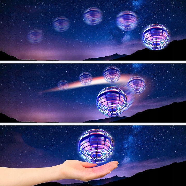 LATAJĄCA KULA STEROWANY RĘKĄ SPINNER DRON UFO LED ŚWIECI