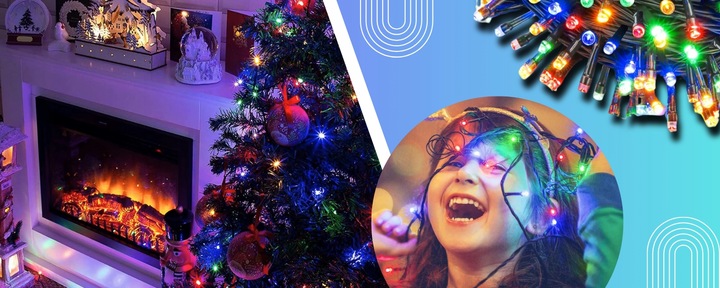 LAMPKI CHOINKOWE 1000 LED ZEWNĘTRZNE WEWNĘTRZNE MULTIKOLOR ŚWIĄTECZNE 70m