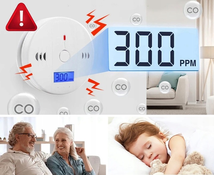 CZUJNIK CZUJKA CZADU TLENKU WĘGLA - CO- BEZPRZEWODOWY GŁOŚNY RIWALL RCC-01