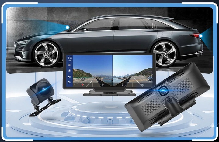 RADIO STACJA MULTIMEDIALNA ANDROID AUTO APPLE CARPLAY 2 KAMERY DVR KARTA 64