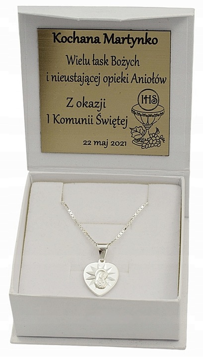 Łańcuszek Srebrny Wenecjana z Medalikiem Serduszko pr 925 Grawer Gratis