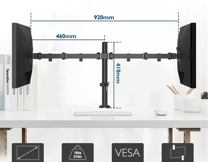 Uchwyt biurkowy podwójny 2x LCD max. 32 BONTEC