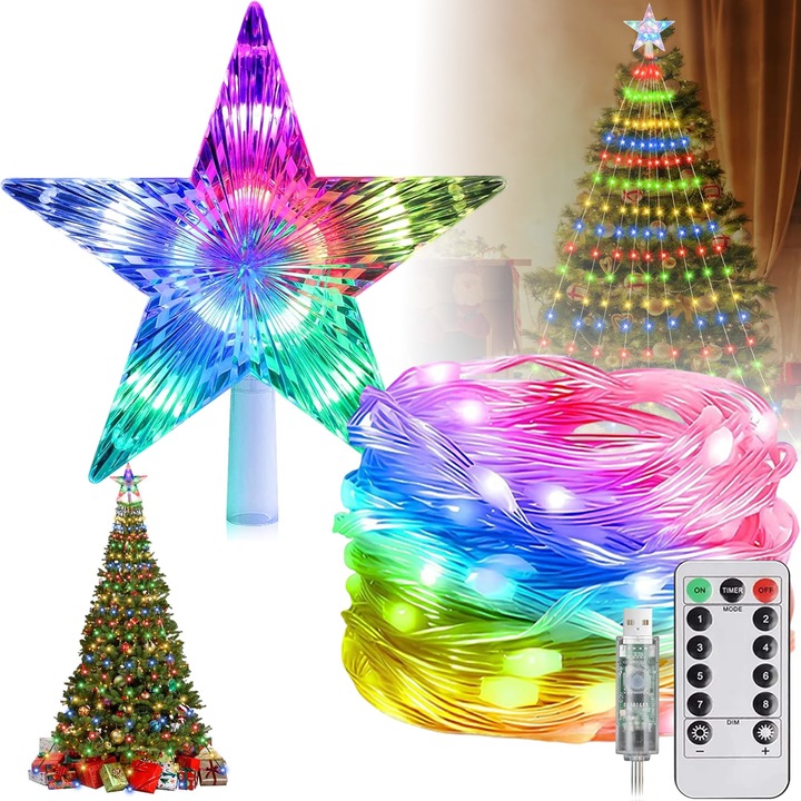 DEKORACJE BOŻONARODZENIOWE, LAMPKI BOŻONARODZENIOWE, 9 PASM, Z 198 LED