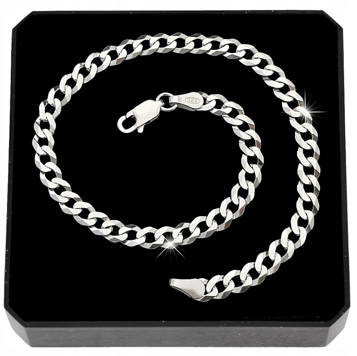 SREBRNA MĘSKA BRANSOLETKA PANCERKA 4.5mm SREBRO PEŁNE DIAMENTOWANE