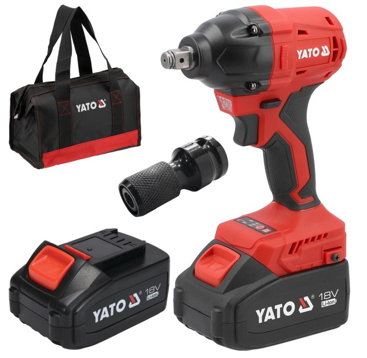 YATO KLUCZ UDAROWY AKUMUL. BEZSZCZOTKOWY 18V 350NM + 2x4Ah + TORBA +ADAPTER