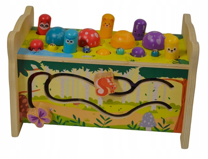 SORTER DREWNIANY WBIJAK KOSTKA CYMBAŁKI GRA UKŁADANKA KLOCKI MONTESSORI SOW