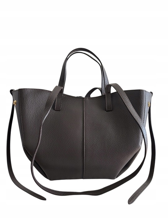 Torebka damska VERA PELLE SHOPPERKA na ramię i do ręki SKÓRA BRĄZOWA Midi