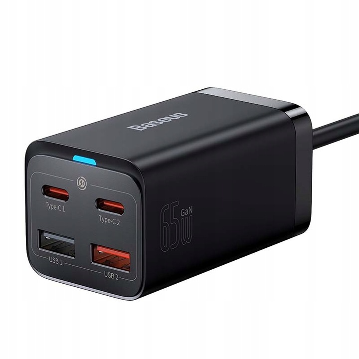 BASEUS SZYBKA ŁADOWARKA ZASILACZ LISTWA GAN3 4X USB-C USB-A 65W KABEL 1,5M