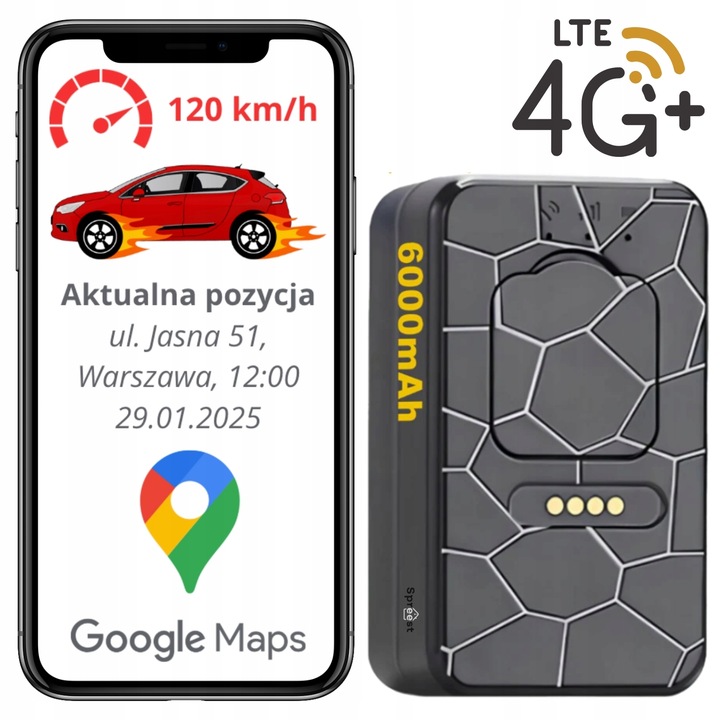 LOKALIZATOR GPS 4G MINI DO POJAZDÓW ROWERU AUTA MAGNES TRACKER G50M 6000mAh