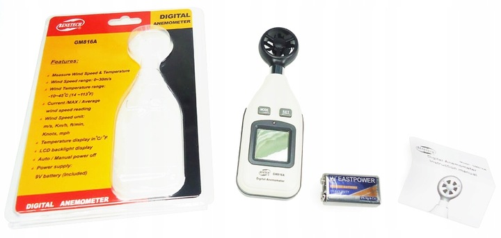 ANEMOMETR WIATROMIERZ MIERNIK WIATRU TEMPERATURY POMIAR PRĘDKOŚCI POWIETRZA