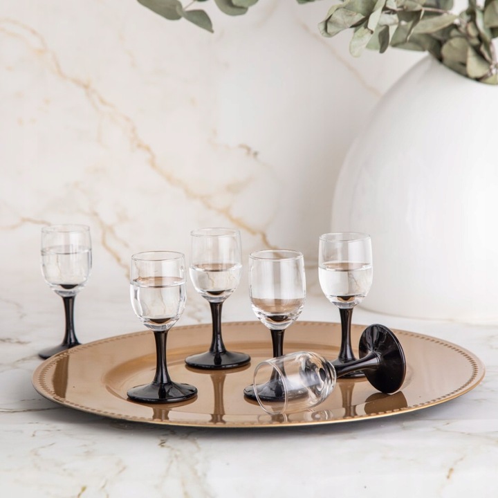 Kieliszki komplet do wódki Altom Design Onyx czarne nóżki 35 ml 6 sztuk
