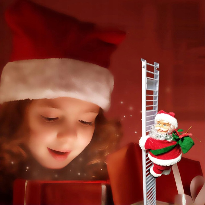 Elektryczna Drabina Wspinaczkowa Święty Mikołaj Świąteczna Figurka Muzyczna