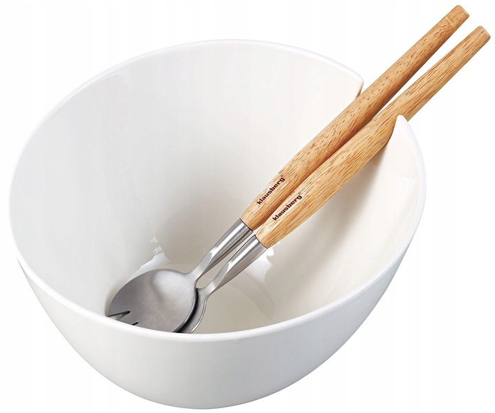 BIAŁA Porcelanowa misa 23cm do Sałaty sałatek z łyżkami Miska Duża