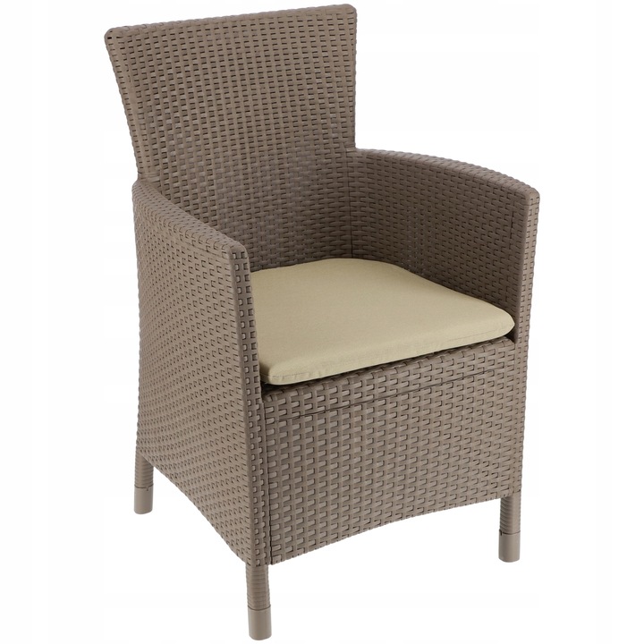 FOTEL OGRODOWY ALLIBERT KRZESŁO + PODUCHA BEŻOWY