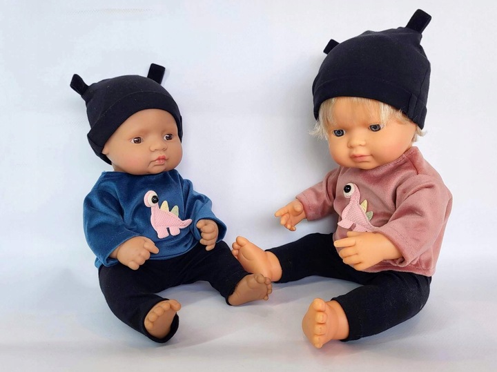Ubranko dla lalek Koplet bluzka + getry+ czapka Miniland 32-38 cm kolory