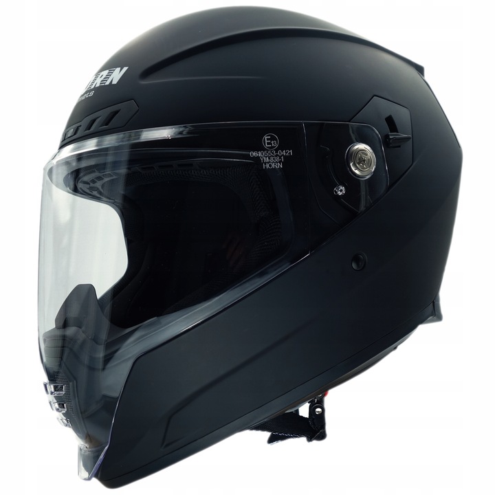 KASK MOTOCYKLOWY HORN CZARNA SZYBA I BEZBARWNA PRZYGOTOWANY POD INTERKOM XS