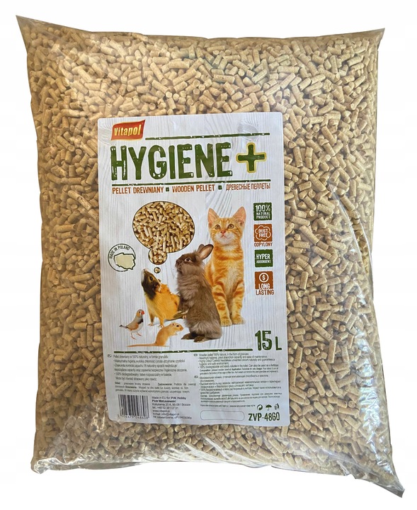 Vitapol HIGIENE pellet żwirek drewniany KOT GRYZONIE KRÓLIK 15 litrów