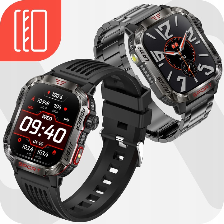 SMARTWATCH MĘSKI MILITARNY ZEGAREK POLSKIE MENU ROZMOWY 600 MAH SMART WATCH