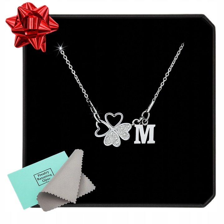 Naszyjnik srebrny z cyrkoniami KONICZYNKA LITERKA łańcuszek srebro 925