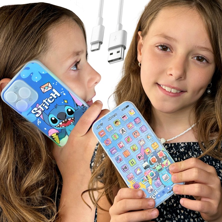INTERAKTYWNY TELFON STICH DLA DZIECI USB C ŁADOWANY DŹWIĘKI NAUKA ZABAWKOWY