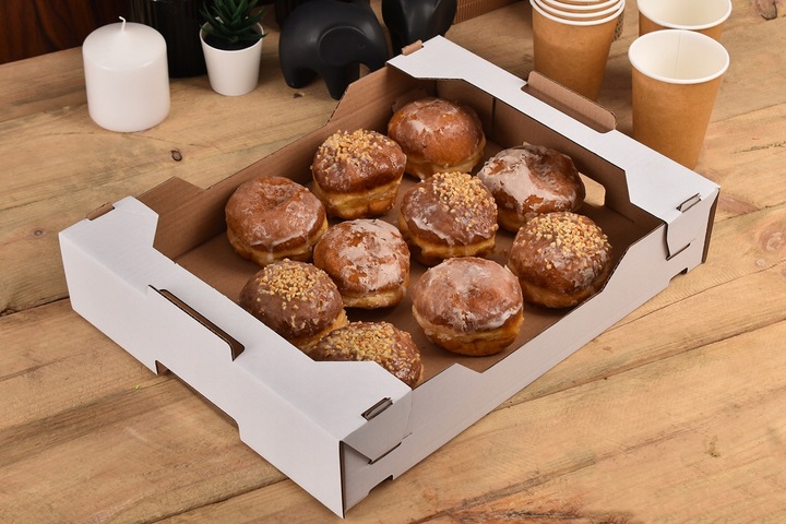Karton Tacka Pudełko Pączki Donuty Ciasto TŁUSTY CZWARTEK 40x30, 50 sztuk