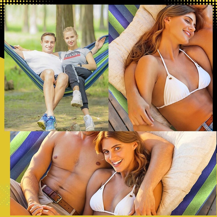 HAMAK OGRODOWY DWUOSOBOWY XXL 260x150 2 Osobowy Turystyczny Z DRĄŻKIEM DUŻY