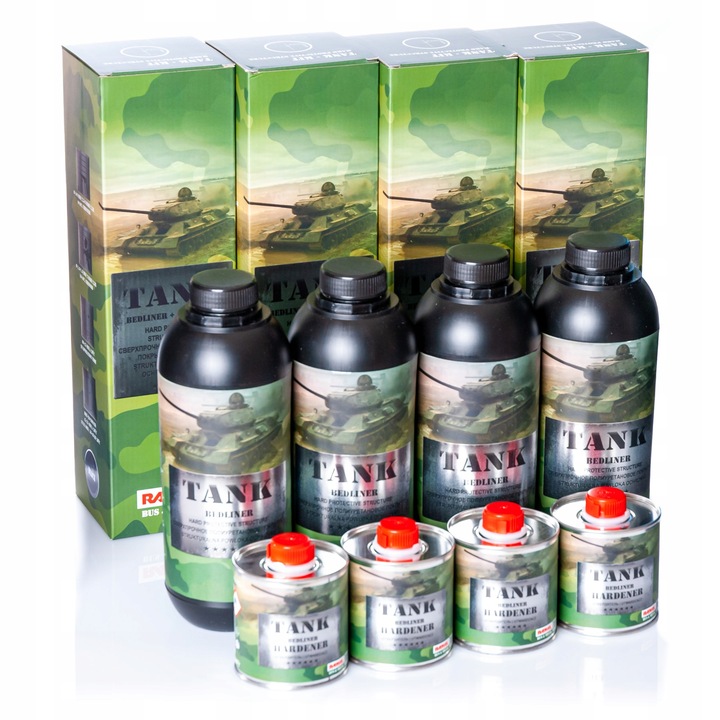 4x Powłoka Emalia Poliuretanowa Strukturalna Czarna TANK 2K RANAL