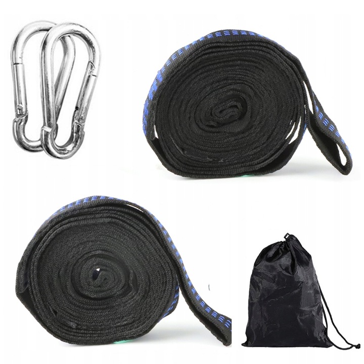 PASY DO MOCOWANIA HAMAKA, 2 SZTUKI, PASY Z 2 KARABIŃCZYKAMI, NA KEMPING