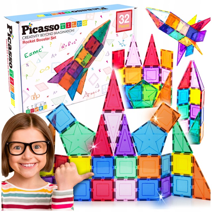 Klocki magnetyczne konstrukcyjne dla dzieci duże edukacyjne budowlane 32 el