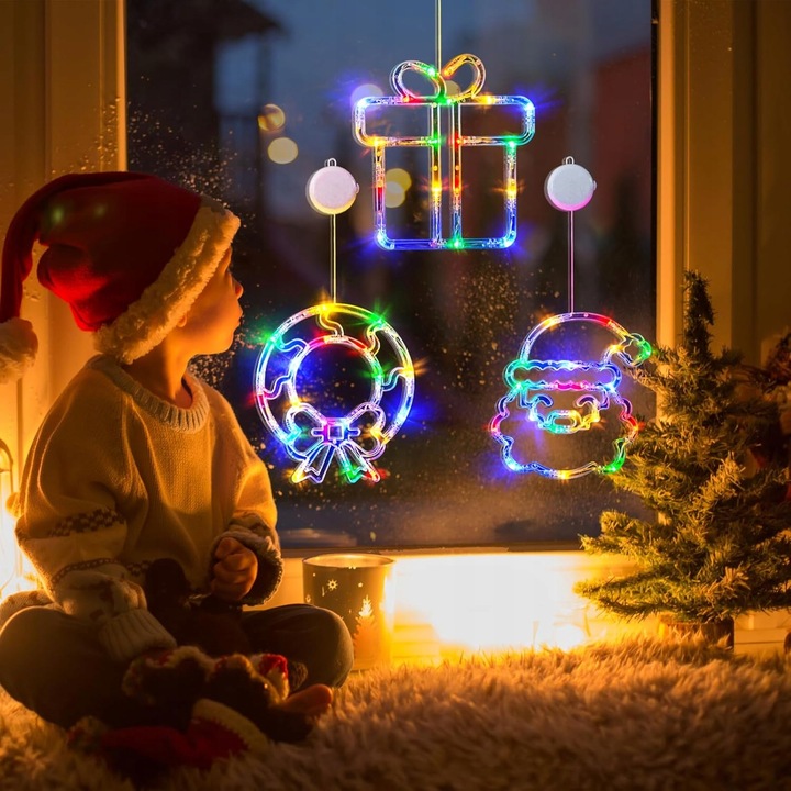 ZESTAW 6 X ŚWIECĄCE Dekoracje OZDOBY LAMPKI ŚWIĄTECZNE OZDOBY NA OKNO DL/M1